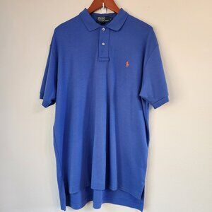 Vtg Ralph Lauren Polo Shirt Mens Large Blue Short Sleeve  90s Little Pony Logo